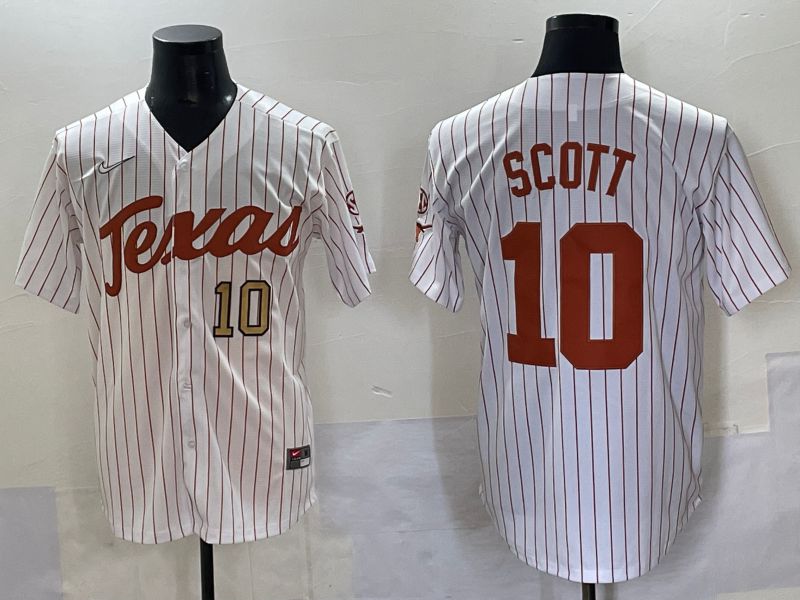 Men Texas Longhorns #10 Scott White stripe Nike joint Name NCAA 2025 Jersey style 8->ncaa teams->NCAA Jersey